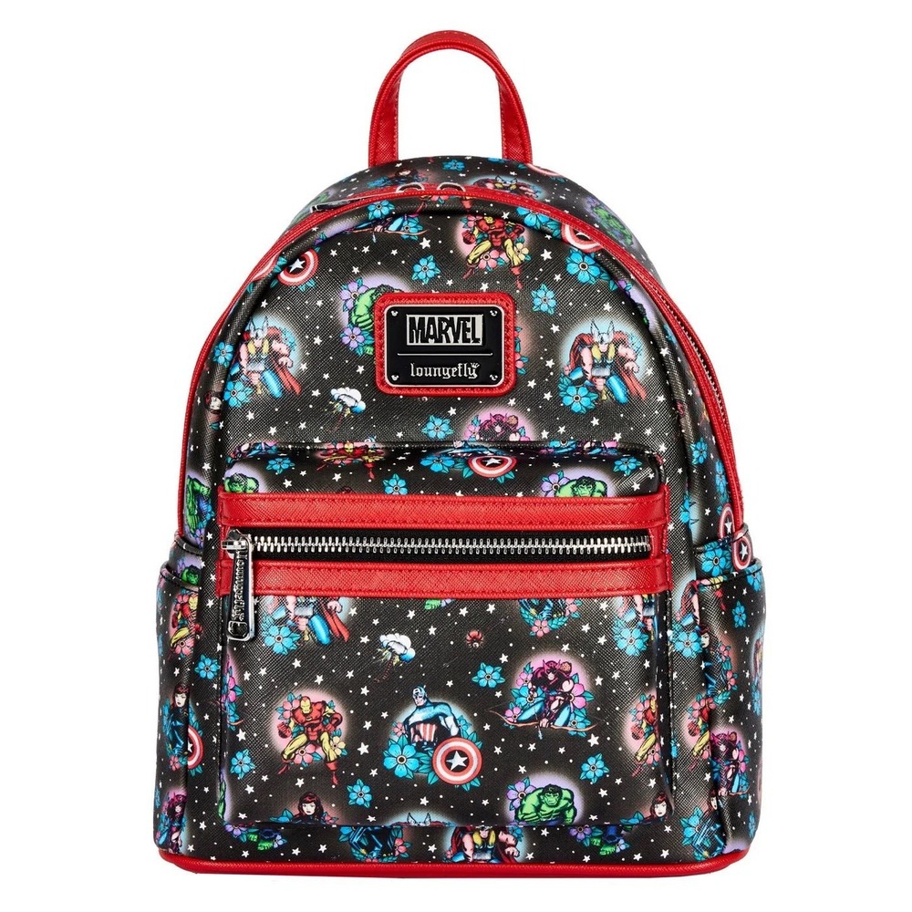 Loungefly Marvel Avengers Tattoo Floral Mini Backpack - Picture 1 of 12